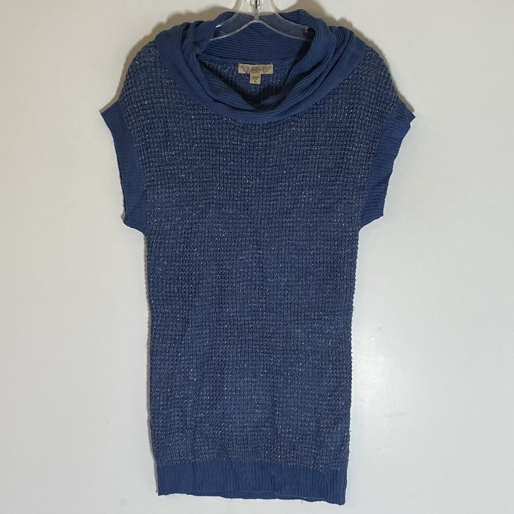 Nine West Sweater Womens Medium Blue Cowl‎ Neck Open Knit Classic  Boho Nice VTG